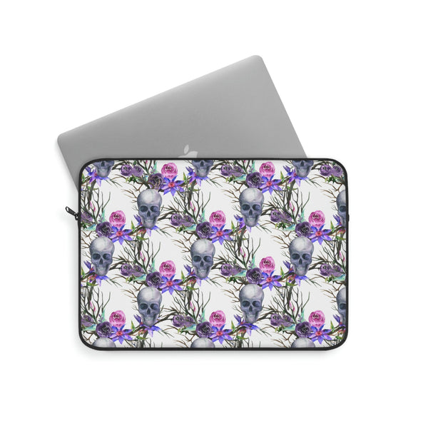 Skulls Purple Pink Floral Laptop Sleeve 3 Sizes