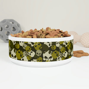 Green Skull Camo Pet Food Or Water Bowl