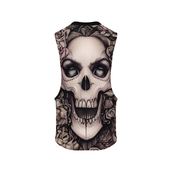 Skull Face Laughing Floral Men's Open Sides Workout Tank Top