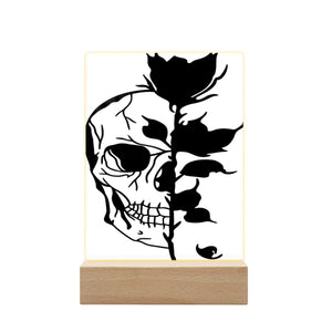 Skull Rose Solid Wood Acrylic Lamp