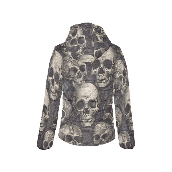 Gothic Skulls Pattern Women's Padded Hooded Jacket
