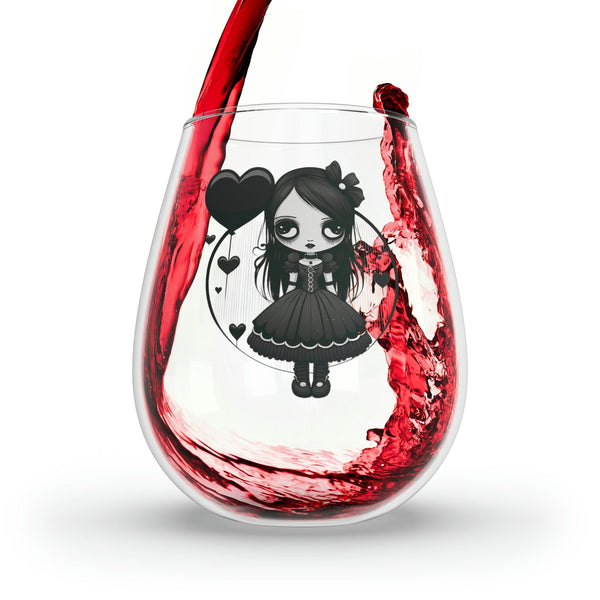 Goth Girl Stemless Wine Glass, 11.75oz