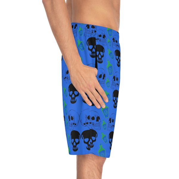 Men's Black Skulls Blue Board Shorts