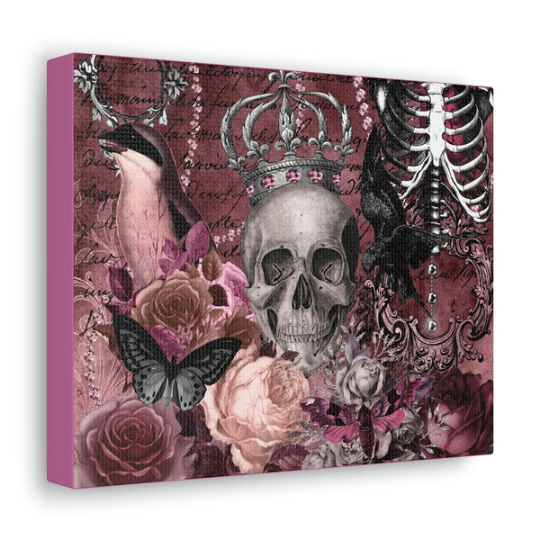 Purple Pink Skull Crown Floral Canvas Gallery Wraps 42 Sizes