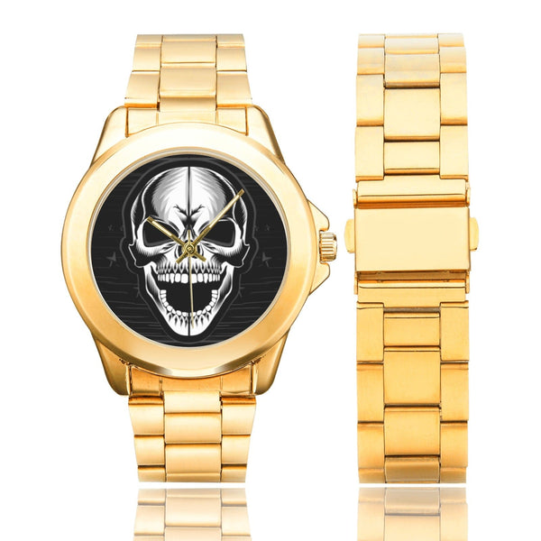Skull Face Gold Band Watch