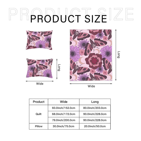 Purple Skull Moth Quilt Cover Four-Piece Set