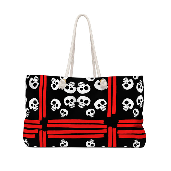 Skull Red and White Weekender Bag