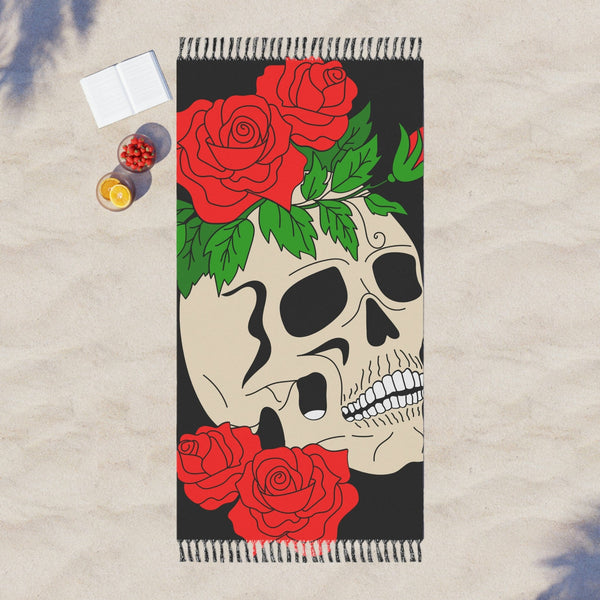 Skull Red Roses Boho Beach Cloth