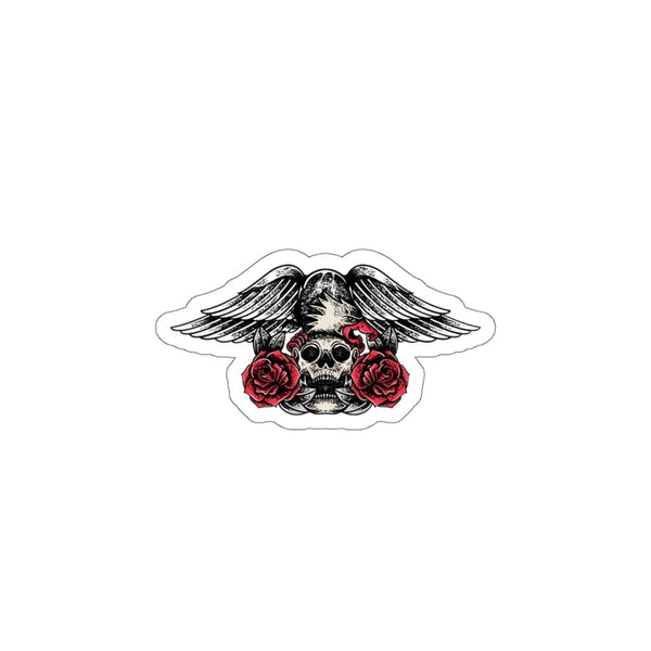 Skull Wings Red Roses - Original Skull Die-Cut Stickers