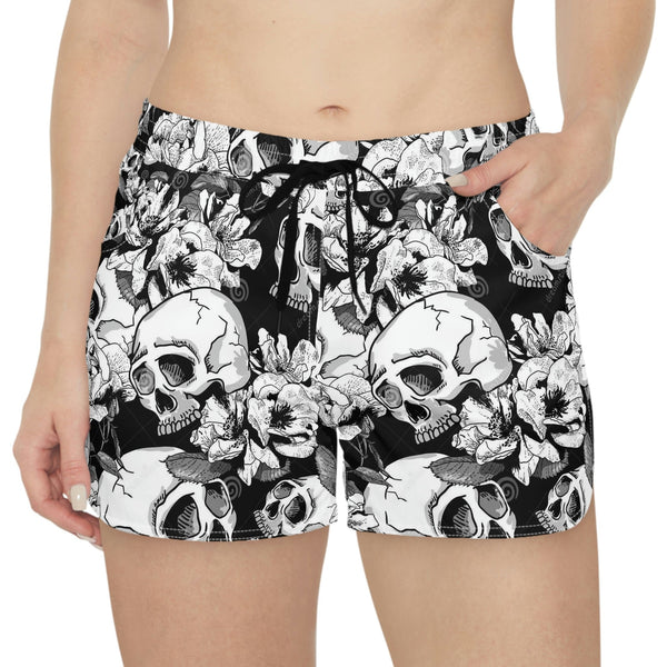 Women's Beach Shorts Skull Floral Print Quick Dry