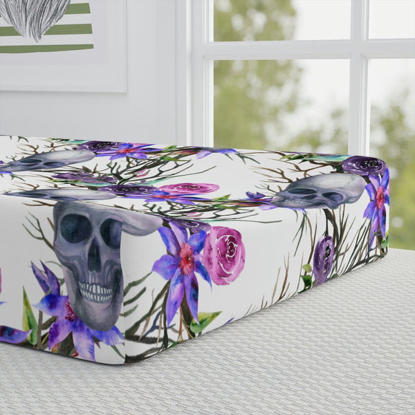 Skull Purple Floral Baby Changing Pad Cover