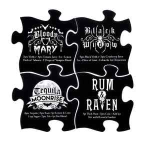 4 Piece Jigsaw Gothic Cocktail Ceramic Coaster Set