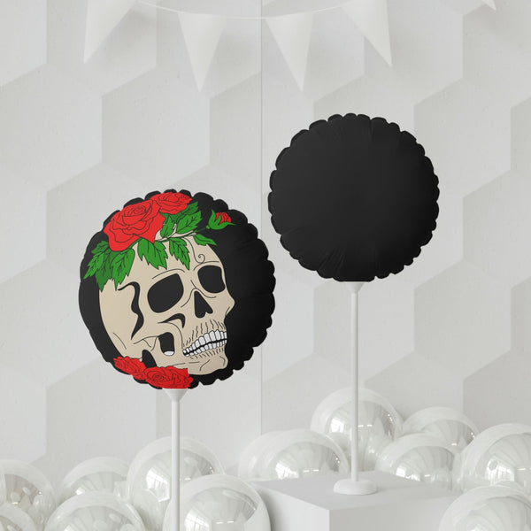Skull Red Roses Balloons (Round and Heart-shaped), 11"