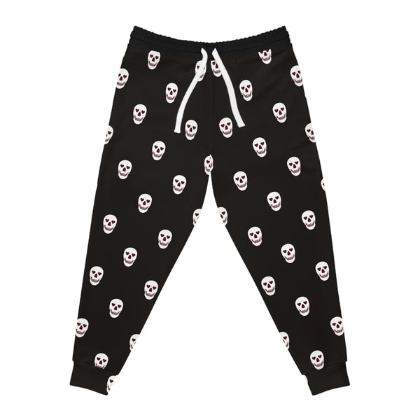 Men's Black With White Skull Athletic Joggers
