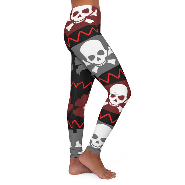Women's Red Black Skull Crossbones Spandex Leggings