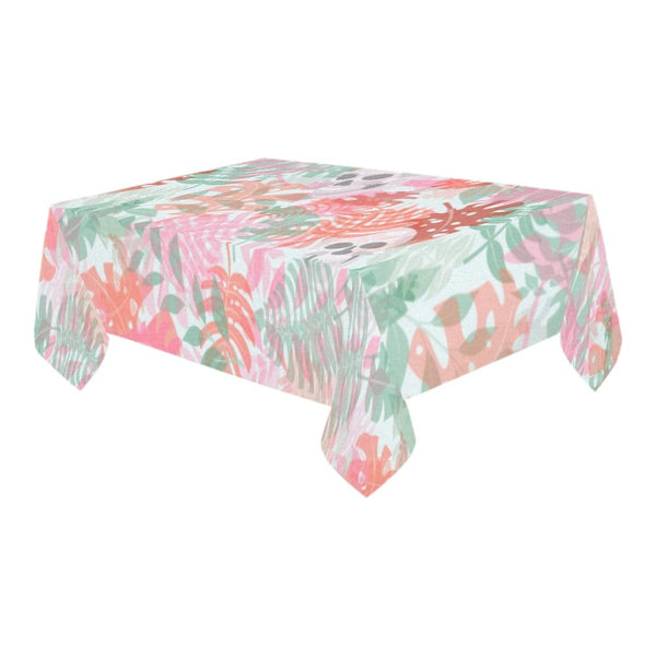 Pastel Skull Leaves Cotton Linen Tablecloth 60" x 90"