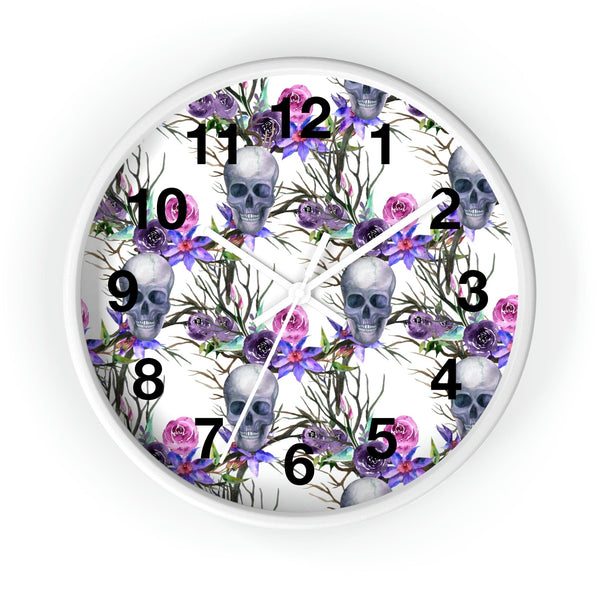 Purple Floral Skull Wall clock