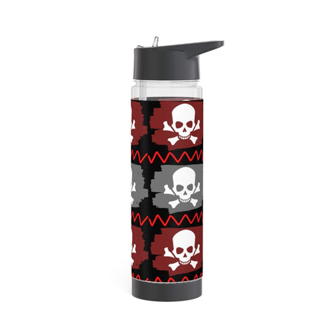 Skull Cross Bones Red Gray Infuser Water Bottle