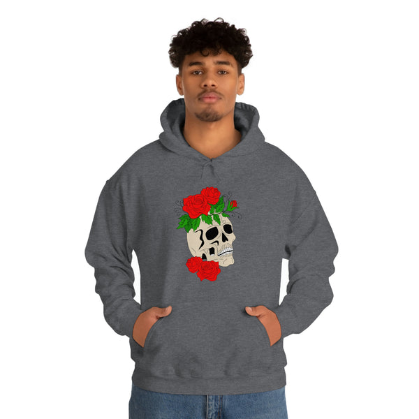 Skull Roses Print Hooded Sweatshirt