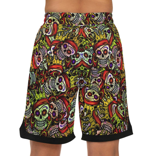 Men's Skull Pirate Basketball Rib Shorts