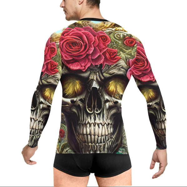 This Skull Red Roses Swim Shirt Is Perfect for any Outdoor Water Activity