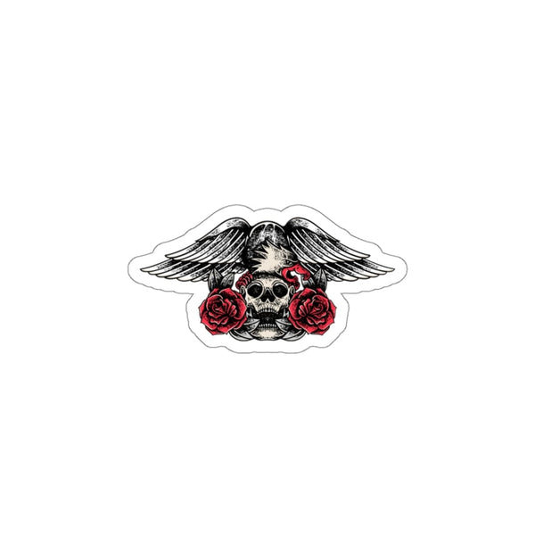 Skull Wings Red Roses - Original Skull Die-Cut Stickers