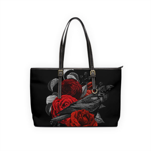 Raven Floral Red Roses Shoulder Bag