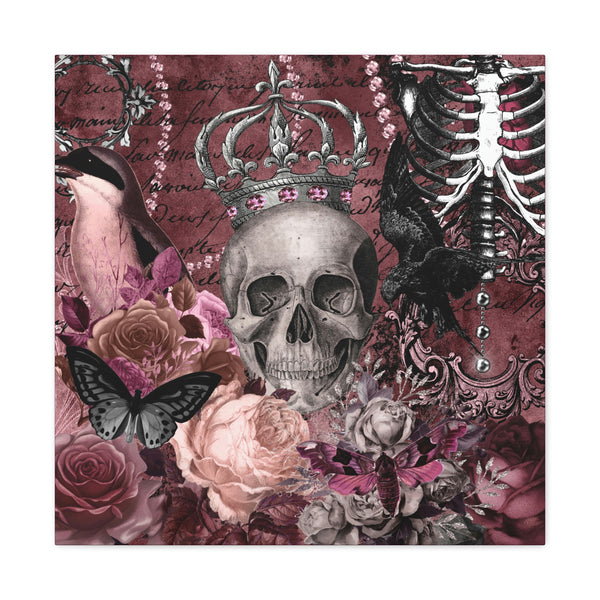 Purple Pink Skull Crown Floral Canvas Gallery Wraps 42 Sizes