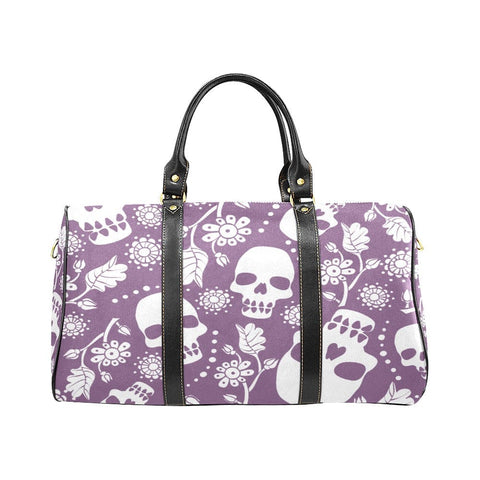 Purple Skulls Small Travel Bag Black Handles