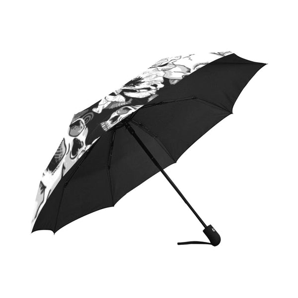 Gray Skull Floral Anti-UV Auto-Foldable Umbrella