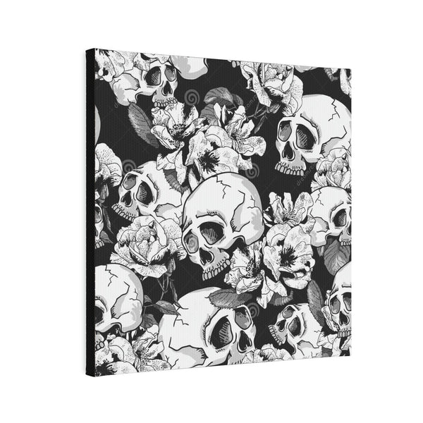 Gray Black Skull Floral Canvas Photo Tile 3 Sizes