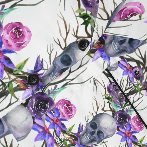Women's Skull Purple Floral Satin Pajamas