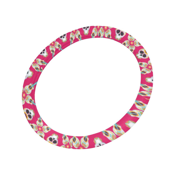 Pink Mexican Skulls Steering Wheel Cover With Anti-Slip Insert