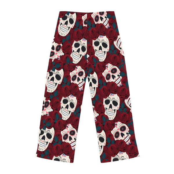 Women's Red Floral Skull Loose Pajama Pants