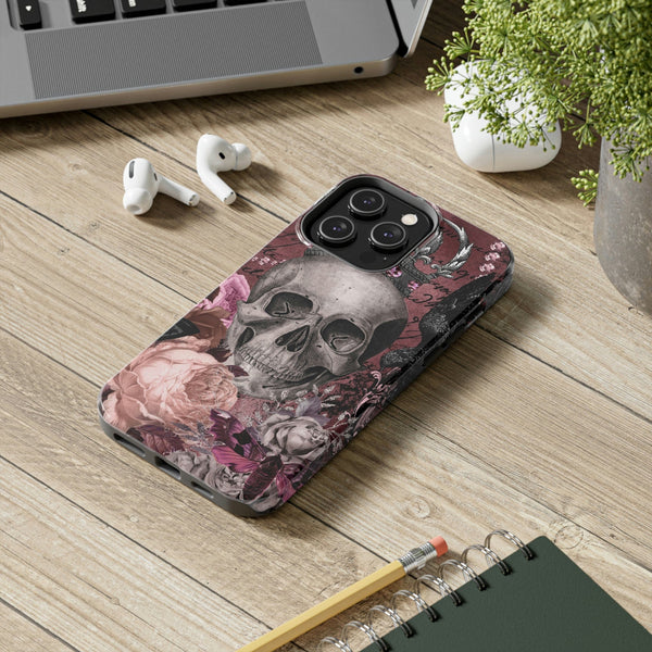 Purple Skull Crown Floral Tough Phone Case For iPhone & Samsung