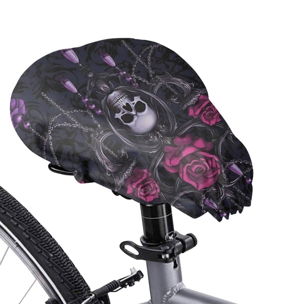 Skull And Pink Roses Waterproof Bicycle Seat Cover