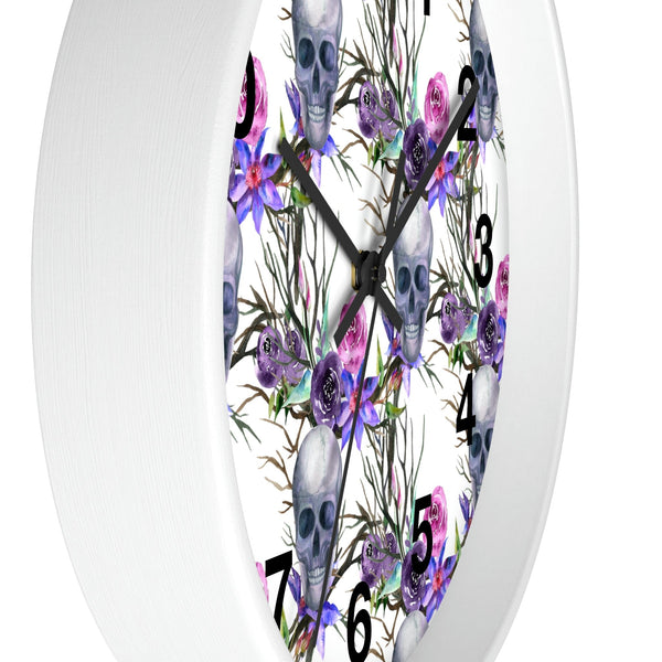 Purple Floral Skull Wall clock