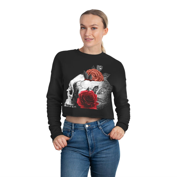 Women's Skull Floral Cropped Sweatshirt