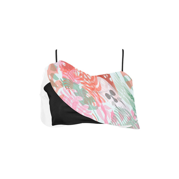 Pastel Skulls Floral Ruffle Bikini Top
