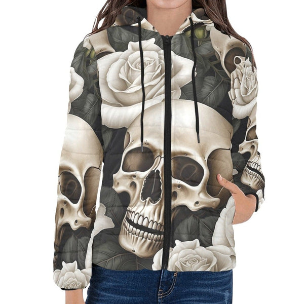 Skulls And Roses Women's Padded Hooded Jacket