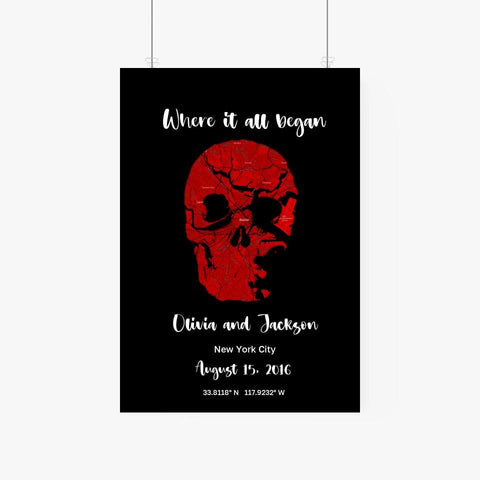 Where it all began - Black Red Skull Design Black Background