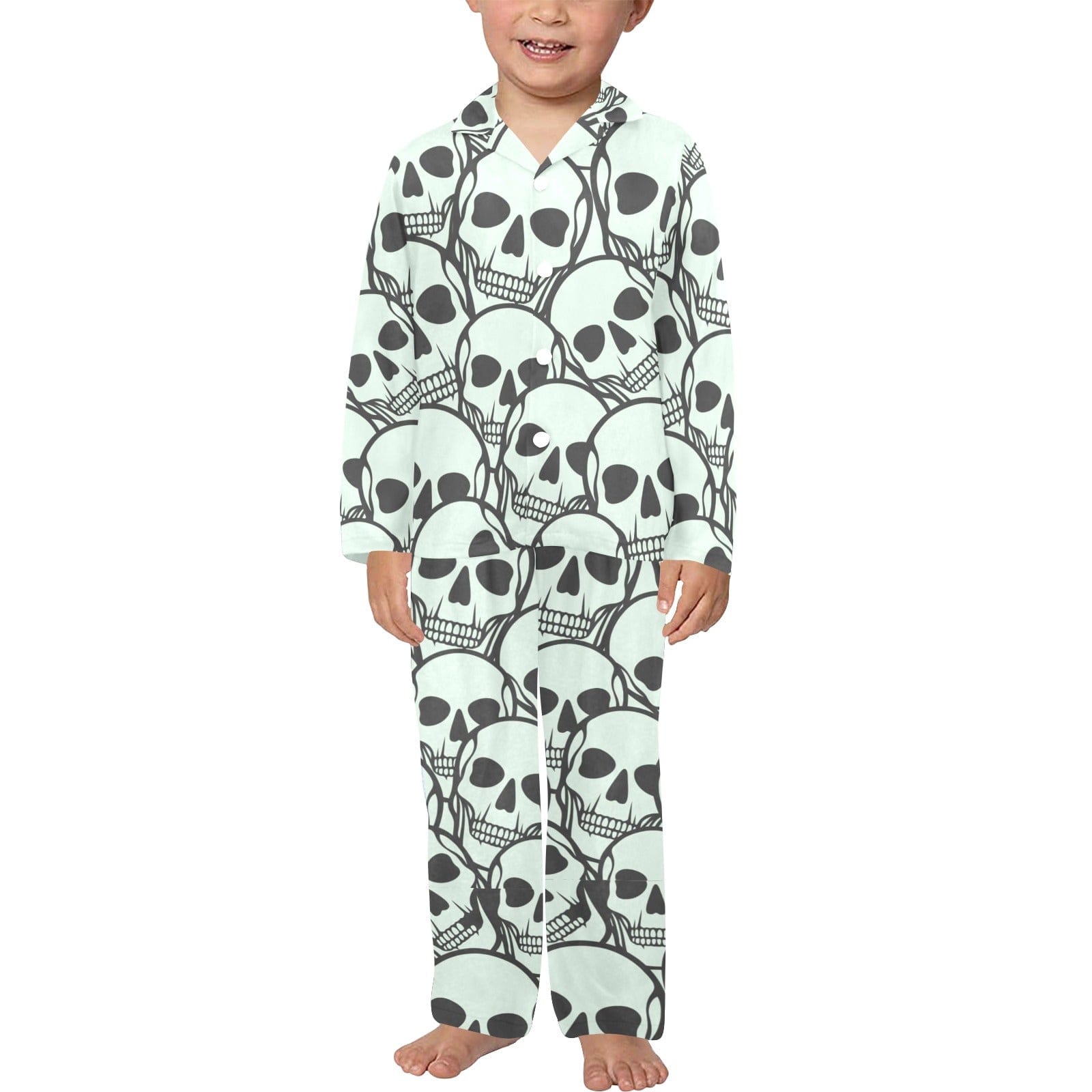 Lots Of Skulls Toddler Boys V-Neck Long Pajama Set