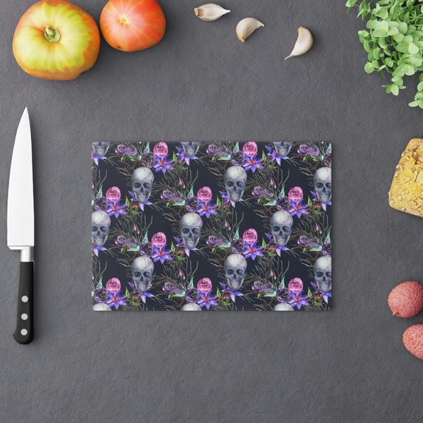 Purple Skull Floral Cutting Board 2 Sizes