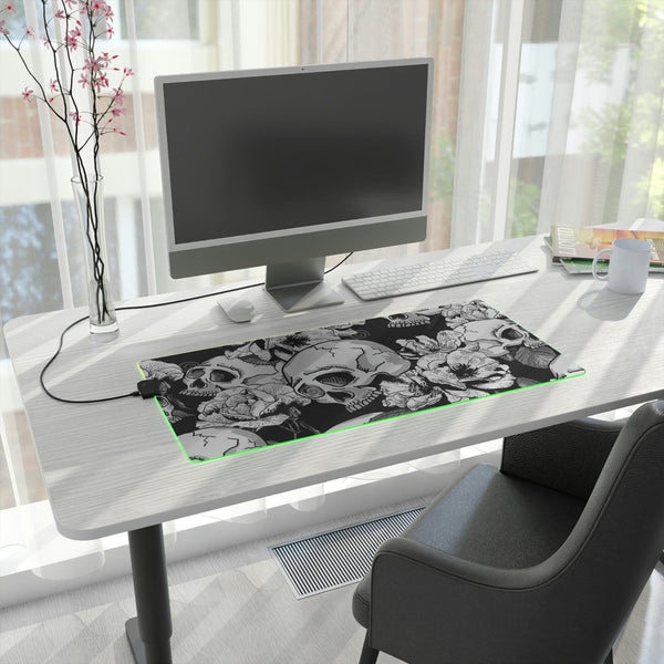 Skull Floral LED Gaming Mouse Pad