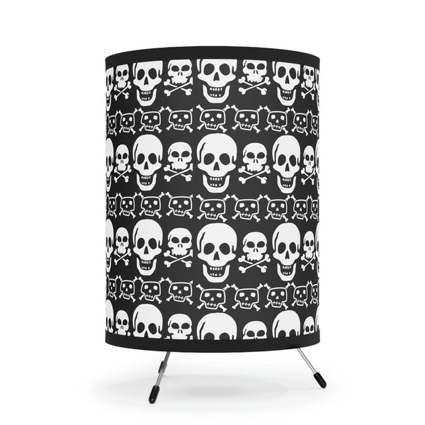 Black White Skulls Tripod Lamp with High-Res Printed Shade