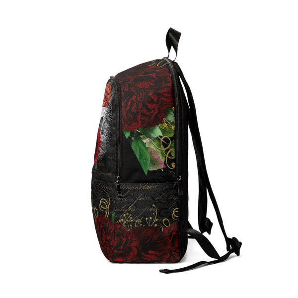 aSkull Floral Gothic Dark Fabric Backpack