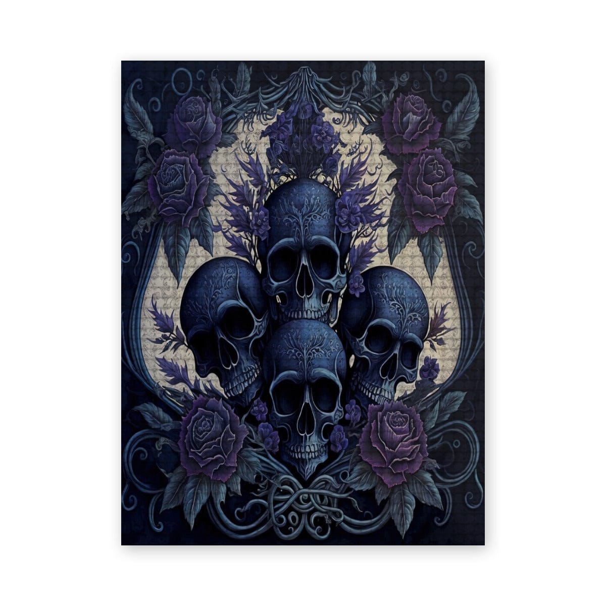 Skull Blue Floral Round Diamond Painting Kit