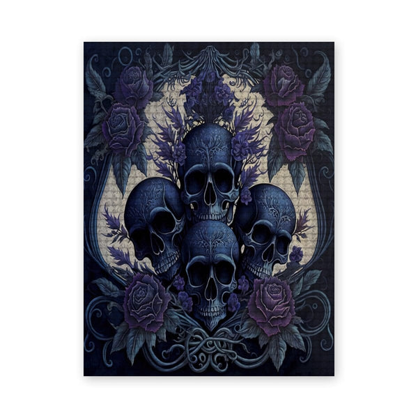 Skull Blue Floral Round Diamond Painting Kit