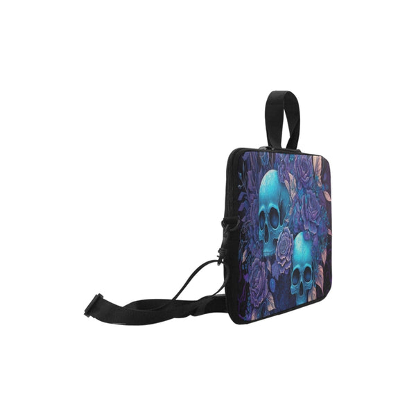 Skulls Blue Floral Laptop Bag Macbook Pro 17"