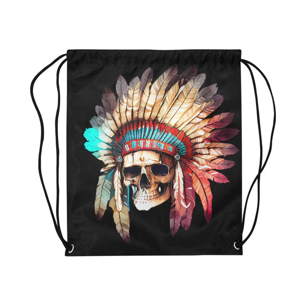 Skull Indian Head Band Drawstring Bag